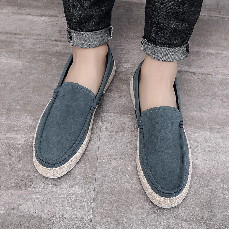 Mocassins Homme - Daim Élégant - Style Slip-On - Semelle Espadrille Antidérapante