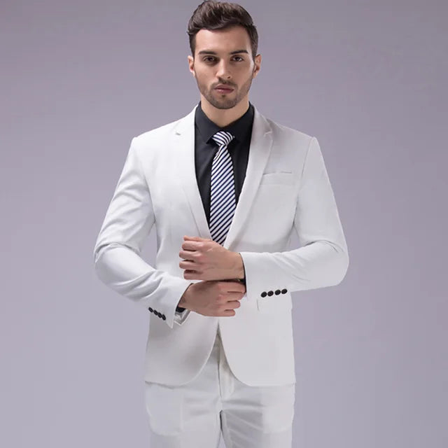 Costume Homme - Coupe Slim - Veste 2 Boutons avec Revers Notch - Pantalon Ajusté