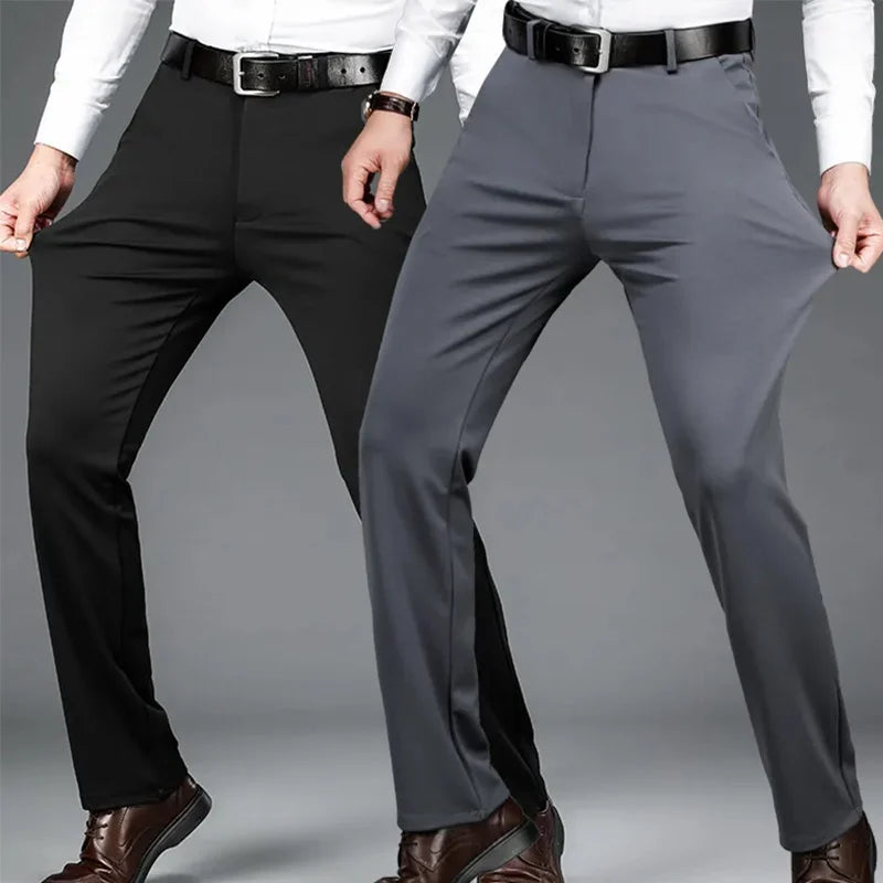 Pantalon de Costume Homme - Coupe Droite Élégante - Taille avec Passants - Style Habillé