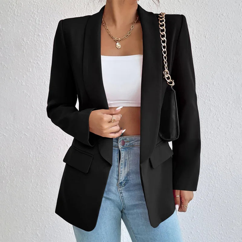 Blazer Femme - Coupe Ajustée - Col à Revers - Style Chic et Structuré