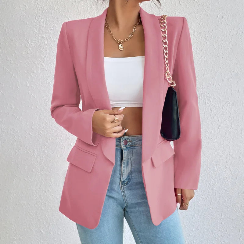 Blazer Femme - Coupe Ajustée - Col à Revers - Style Chic et Structuré