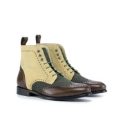 Bottines Brogue Homme - Cuir Bi-Matière - Semelle Robuste - Fermeture Lacets