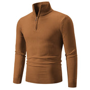 Pull Homme - Demi-Zip - Col Montant Côtelé - Maille Fine Confortable - Manches Longues