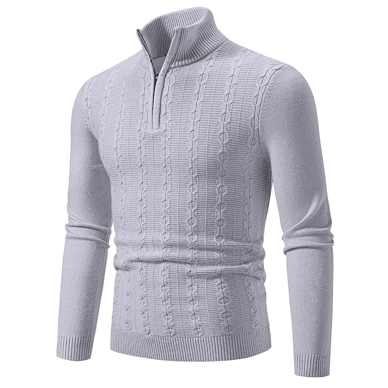 Pull Homme - Col Demi-Zip - Maille Torsadée - Confortable et Chic