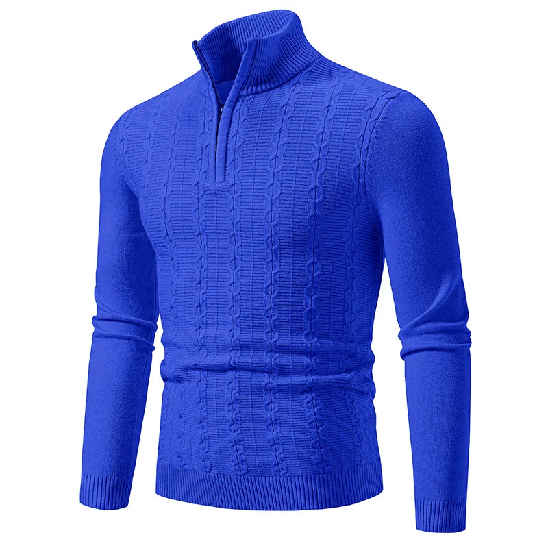 Pull Homme - Col Demi-Zip - Maille Torsadée - Confortable et Chic