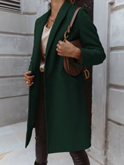 Manteau Long Femme - Coupe Classique - Col Revers - Élégant et Intemporel