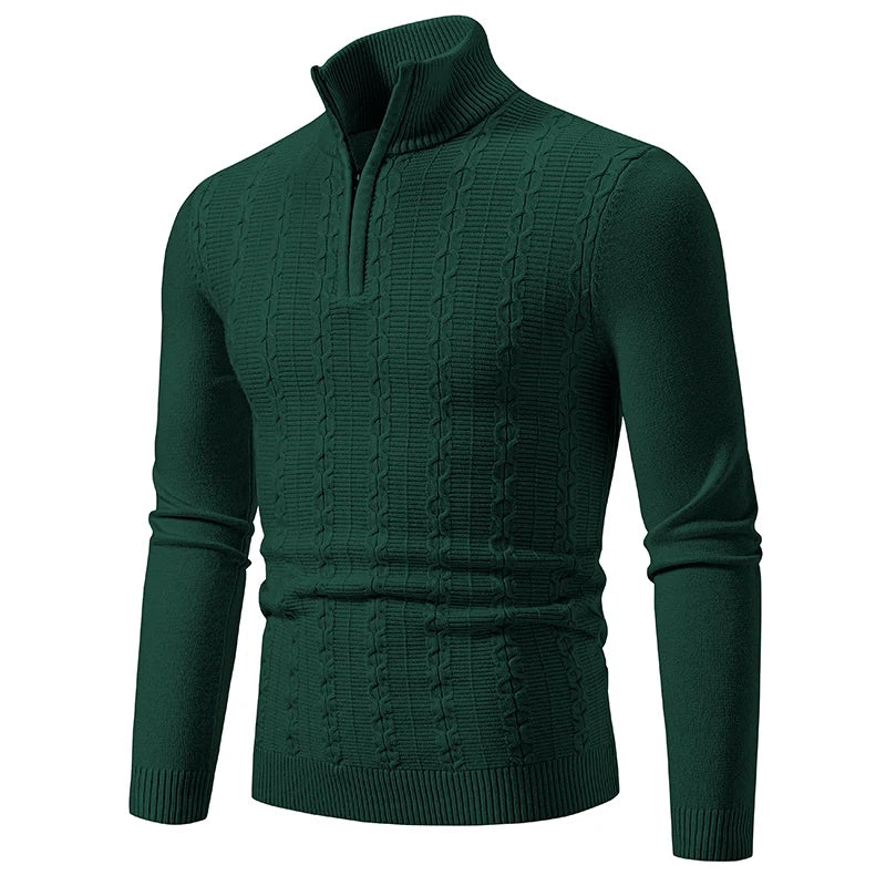 Pull Homme - Col Demi-Zip - Maille Torsadée - Confortable et Chic