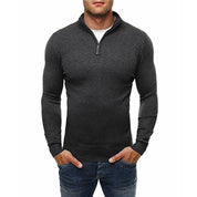 Pull Homme - Col Montant Zippé - Coupe Ajustée - Manches Longues Casual