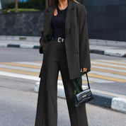 Tailleur Femme - Blazer Oversize à Revers Classiques + Pantalon Large Élégant