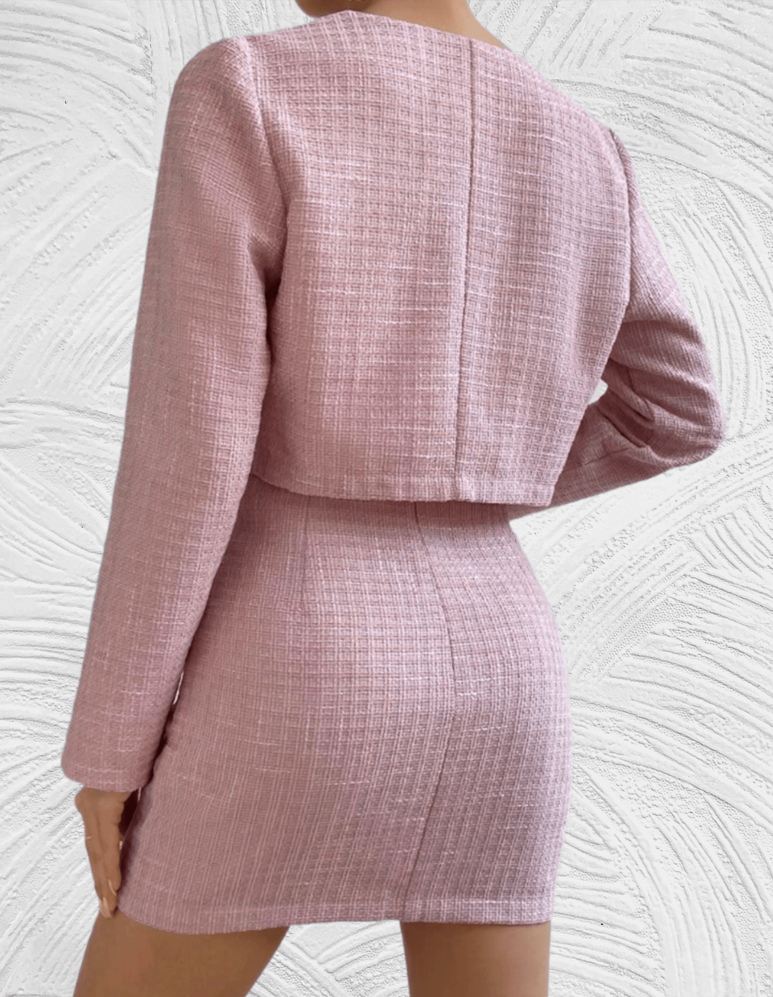 Ensemble Femme - Veste Courte en Tweed Ajustée & Jupe Mini Taille Haute