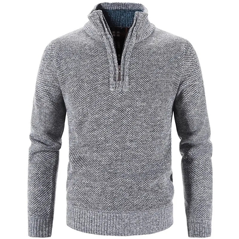 Pull homme - Demi-zip - Col montant - Maille texturée - Manches longues - Coupe classique