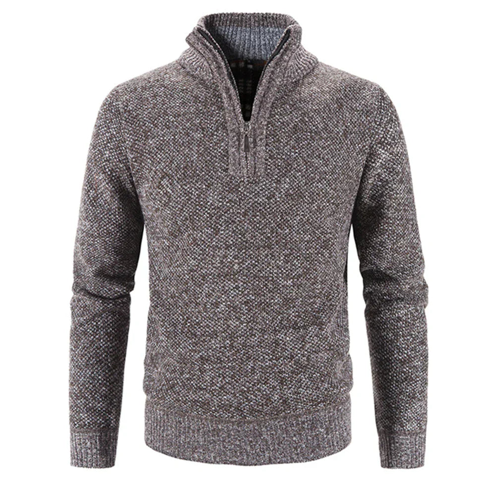 Pull homme - Demi-zip - Col montant - Maille texturée - Manches longues - Coupe classique