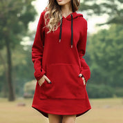 Robe Sweat à Capuche Femme - Longue et Confortable - Manches Longues - Poche Kangourou