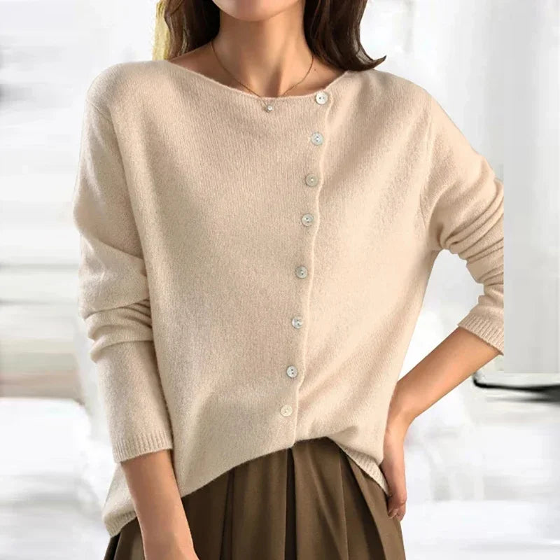 Cardigan Femme - Maille Laine Douce - Boutonné - Manches Longues - Coupe Décontractée