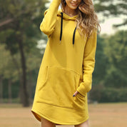 Robe Sweat à Capuche Femme - Longue et Confortable - Manches Longues - Poche Kangourou