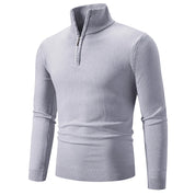 Pull Homme - Demi-Zip - Col Montant Côtelé - Maille Fine Confortable - Manches Longues