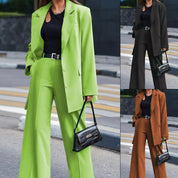 Tailleur Femme - Blazer Oversize à Revers Classiques + Pantalon Large Élégant