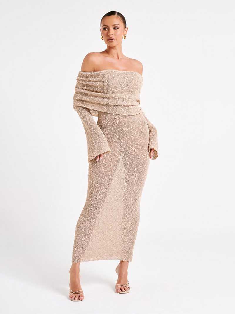 Robe longue à épaules dénudées pour femmes - Élégante et confortable