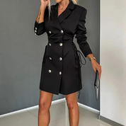 Robe Blazer Femme - Coupe Cintrée - Double Boutonnage - Manches Longues Élégante