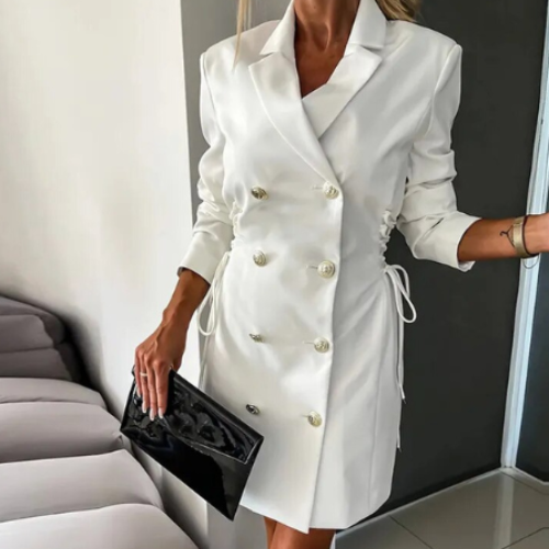 Robe Blazer Femme - Coupe Cintrée - Double Boutonnage - Manches Longues Élégante