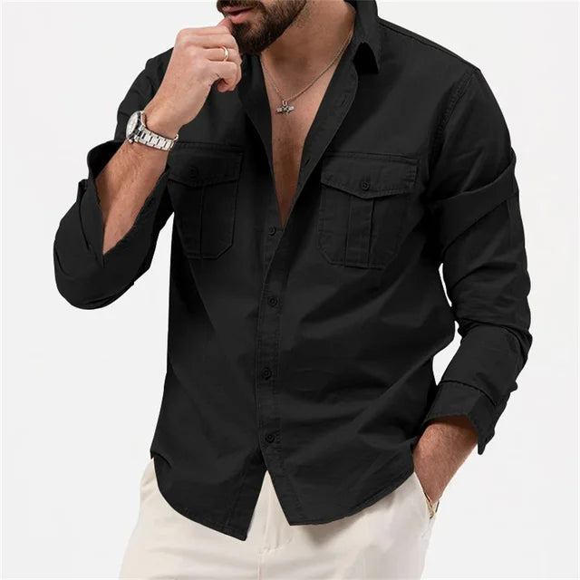 Chemise cargo décontractée à manches longues pour hommes - Archie