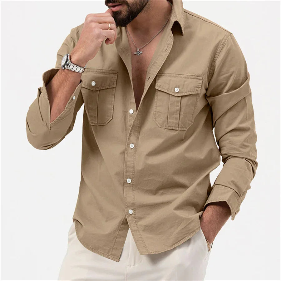 Chemise cargo décontractée à manches longues pour hommes - Archie