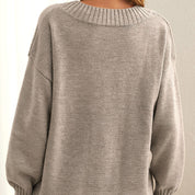 Pull Femme - Col V Profond - Coupe Ample - Manches Longues - Maille Douce