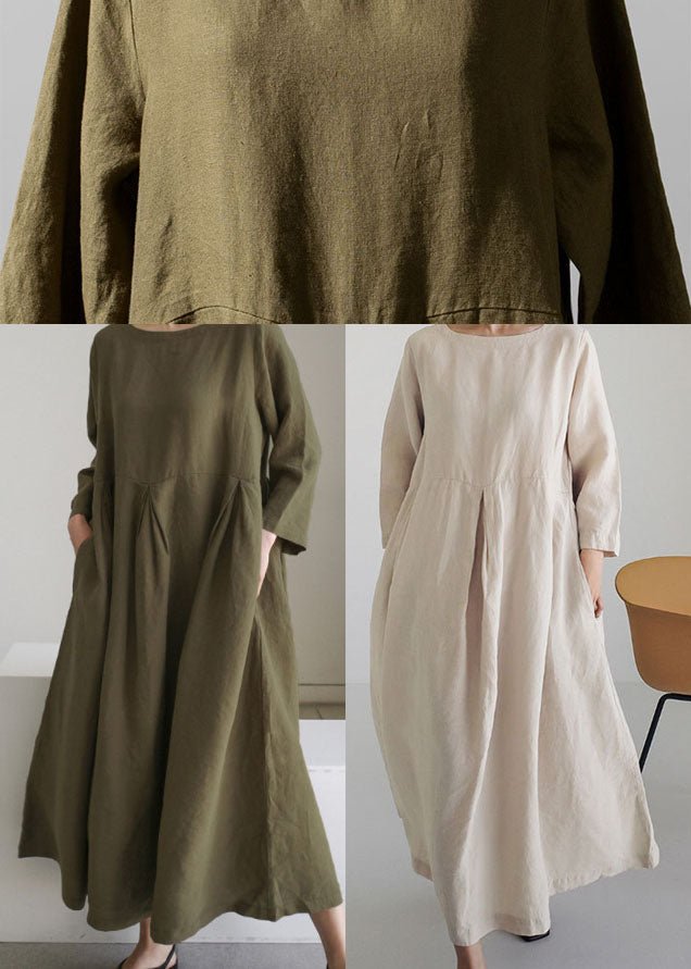 Robe Maxi Femme - Coupe Ample - Manches Longues - Col Rond - Confort et Élégance