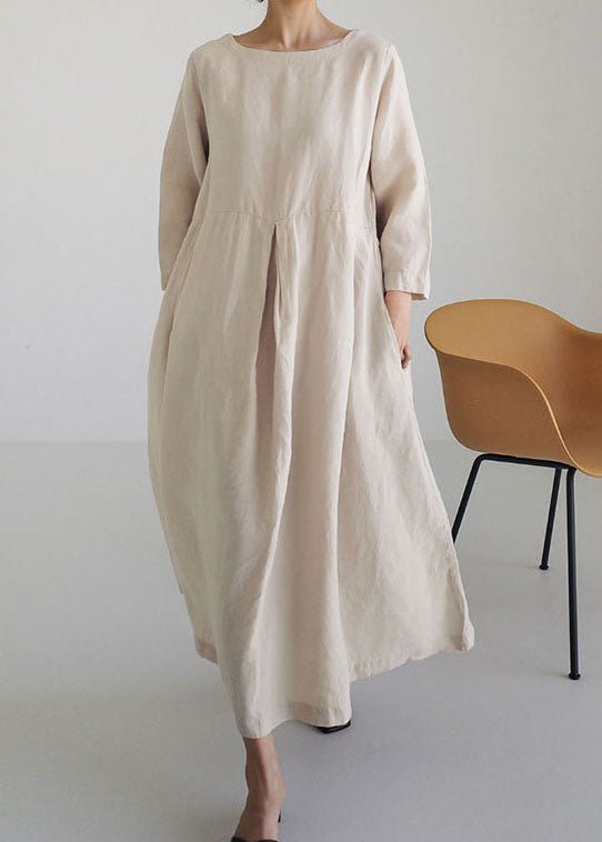 Robe Maxi Femme - Coupe Ample - Manches Longues - Col Rond - Confort et Élégance