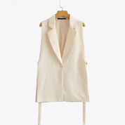 Gilet Sans Manches Femme - Coupe Cintrée - Fermeture Bouton - Revers Classique