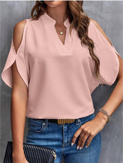 Blouse élégante à épaule ouverte et manches mi-longues