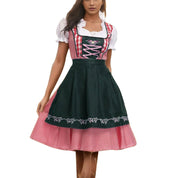 Robe Dirndl Femme - Bavaroise Traditionnelle - Corsage Lacé - Jupe Évasée à Carreaux