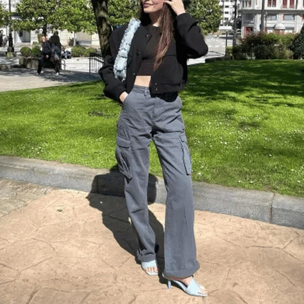 Pantalon Taille Haute Femme - Coupe Évasée - Ajusté à la Taille - Élégant et Confortable