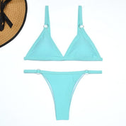 Alessia - Maillot de bain bikini 2 pièces anneaux en métal doré et bonnets triangulaires