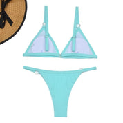 Alessia - Maillot de bain bikini 2 pièces anneaux en métal doré et bonnets triangulaires