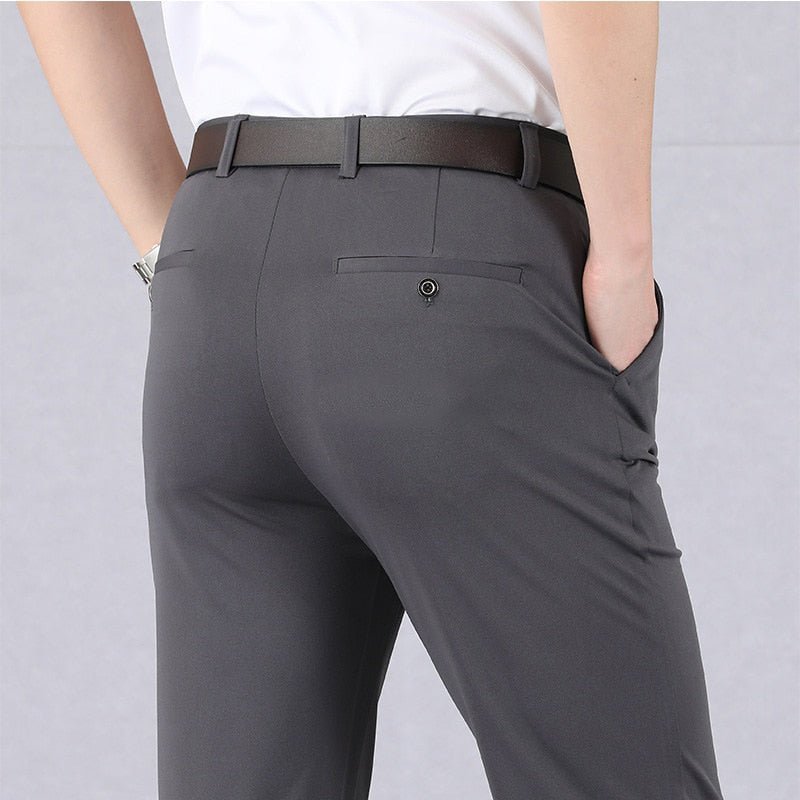 Pantalon de Costume Homme - Coupe Droite Élégante - Tissu Extensible - Ceinture à Passants