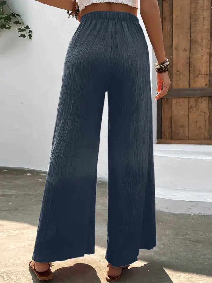 Pantalon Large Femme - Taille Haute - Taille Élastique - Confortable et Léger