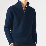 Pull Homme - Demi-Zip Col Haut - Maille Confortable - Poignets et Ourlet Côtelés