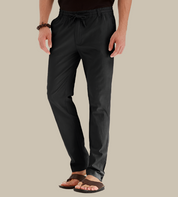 Pantalon décontracté homme - Taille élastique avec cordon - Coupe droite légère