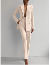 Tailleur Femme – Blazer Cintré Double Boutonnage & Pantalon Taille Haute Élégant