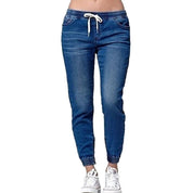 Jean Jogger Femme - Coupe Ajustée - Taille Élastique avec Cordon - Bas Resserrés