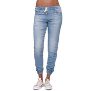 Jean Jogger Femme - Coupe Ajustée - Taille Élastique avec Cordon - Bas Resserrés