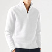 Pull Homme - Demi-Zip Col Haut - Maille Confortable - Poignets et Ourlet Côtelés