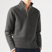 Pull Homme - Demi-Zip Col Haut - Maille Confortable - Poignets et Ourlet Côtelés