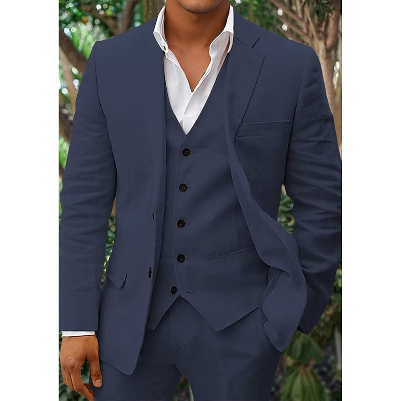 Costume Homme 3 Pièces - Coupe Ajustée - Blazer, Gilet et Pantalon Élégant