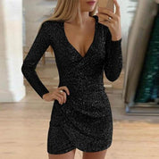 Robe portefeuille élégante à sequins - Confortable et luxueuse